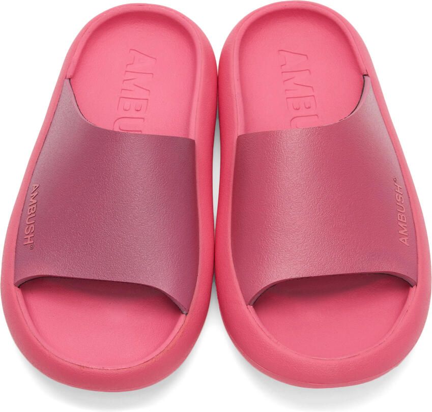 AMBUSH Pink Logo Flat Sandals