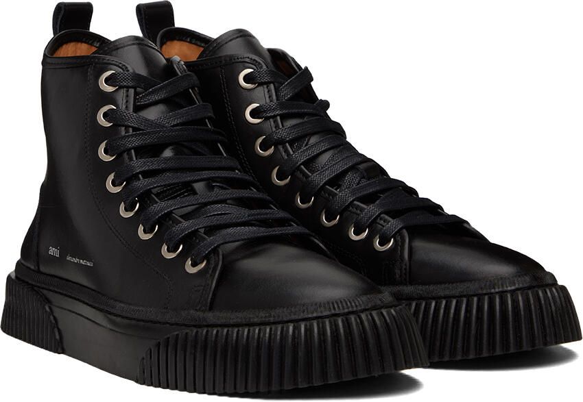 AMI Alexandre Mattiussi Black Logo High Sneakers - Picture 2