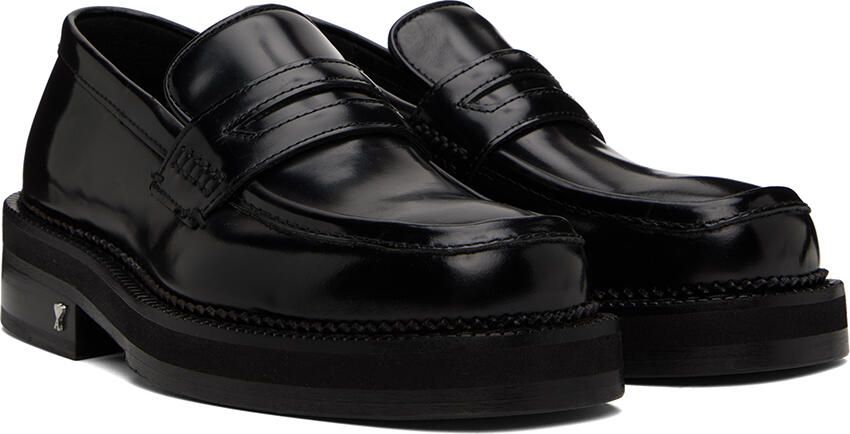 AMI Paris square-toe patent-leather loafers Black - Picture 2