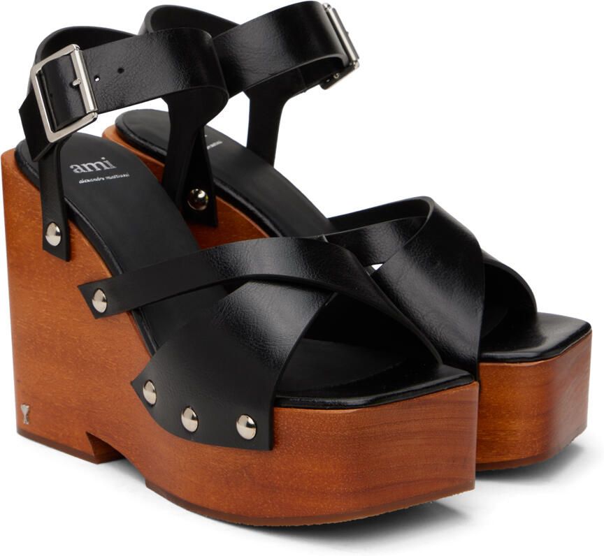 AMI Alexandre Mattiussi Black Strappy Clogs - Picture 2