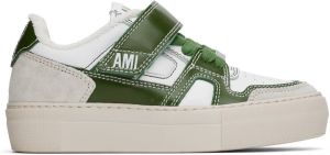 AMI Alexandre Mattiussi Green & White Ami Arcade Sneakers