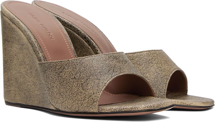 Amina Muaddi Beige & Black Lupita Wedge Heeled Sandals - Picture 2