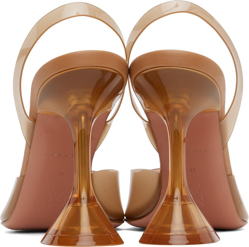 Amina Muaddi Beige Holli Glass Sling Heels