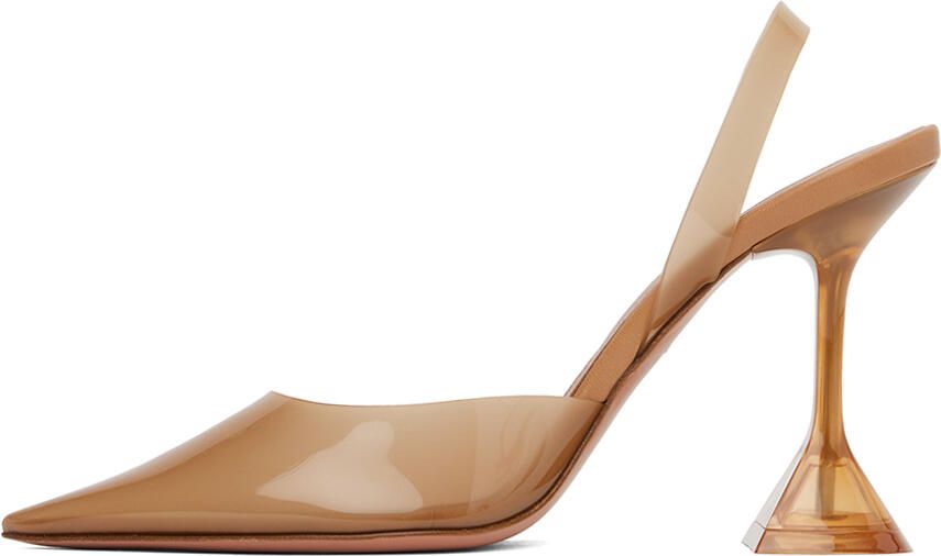 Amina Muaddi Beige Holli Glass Sling Heels - Picture 3