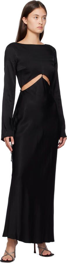 Amina Muaddi Black Adriana Crystal Slipper Heeled Sandals - Picture 4