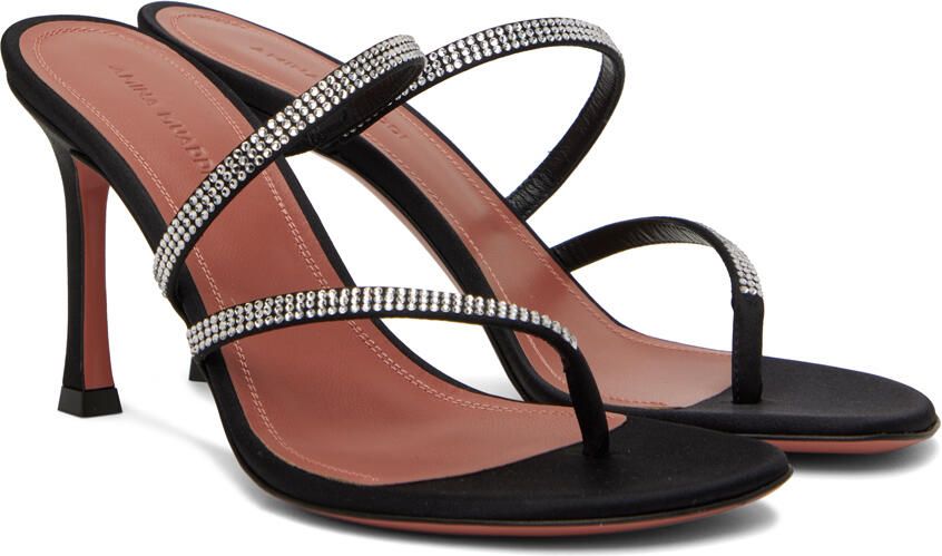 Amina Muaddi Black Ami Heeled Sandals - Picture 2