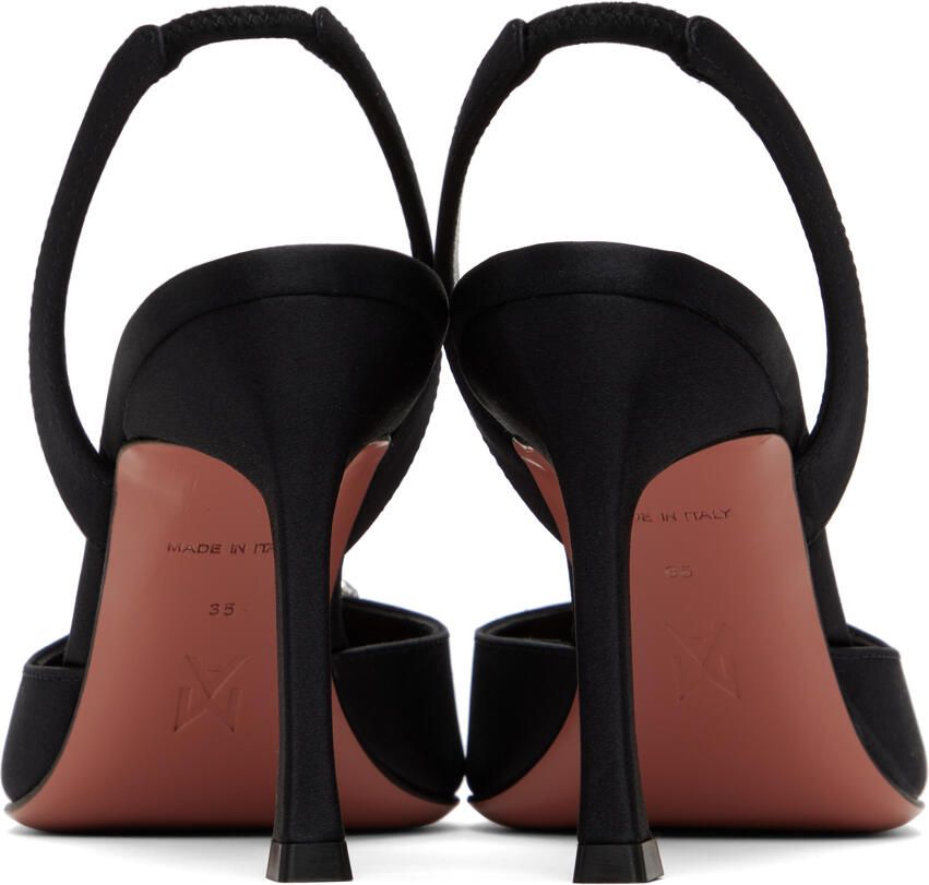 Amina Muaddi Black Camelia Sling Heels