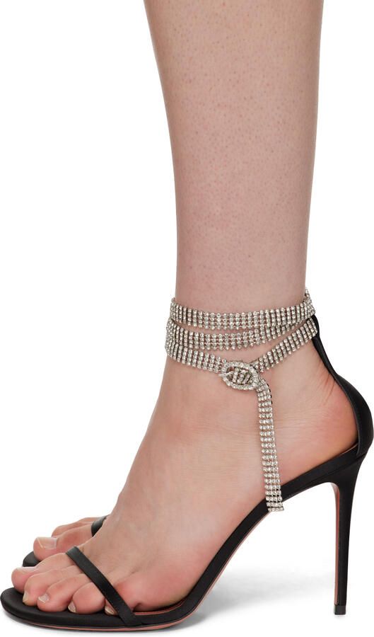 Amina Muaddi Black Giorgia Crystal Heeled Sandals - Picture 3