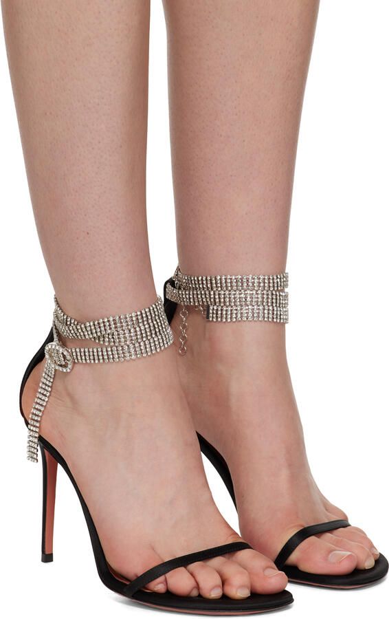 Amina Muaddi Black Giorgia Crystal Heeled Sandals - Picture 2