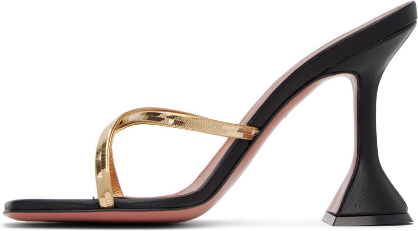 Amina Muaddi Black Henson Cross Slipper Heeled Sandals - Picture 3