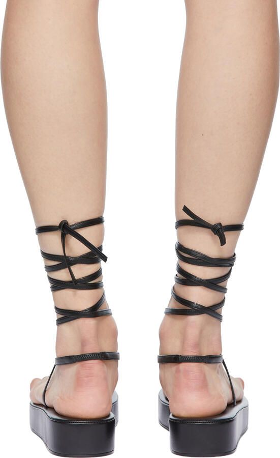 Amina Muaddi Black Jamie Flatform Sandals