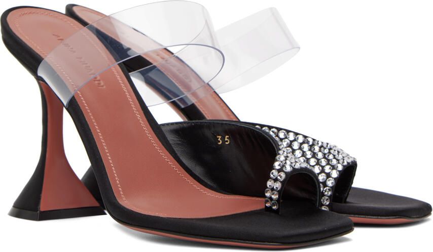 Amina Muaddi Black Paloma Slipper Heeled Sandals - Picture 2