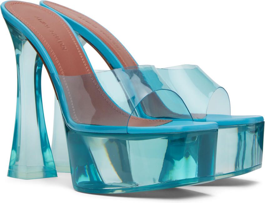 Amina Muaddi Blue Dalida Glass Plateau Heeled Sandals - Picture 2
