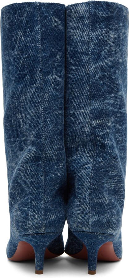 Amina Muaddi Blue Fiona 60 Denim Boots - Picture 5