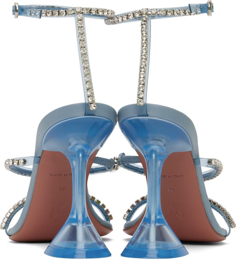 Amina Muaddi Blue Gilda Glass Heeled Sandals
