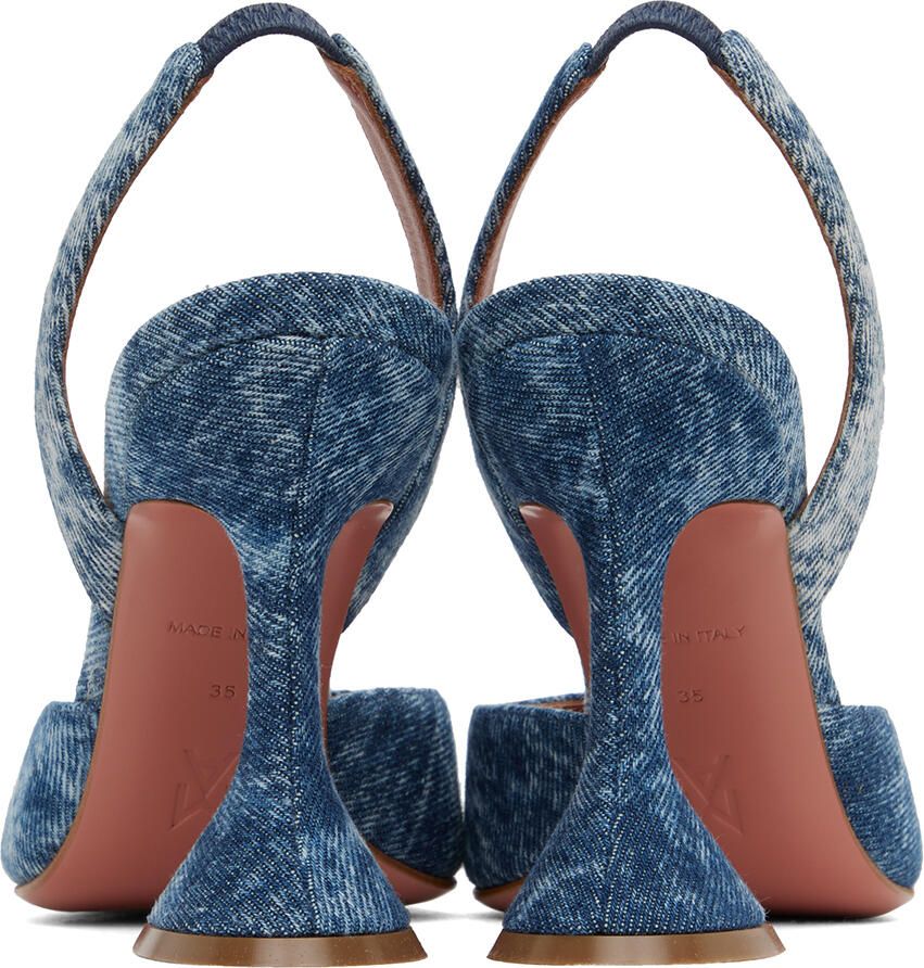 Amina Muaddi Blue Holli Sling Denim Heels