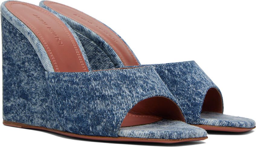 Amina Muaddi Blue Lupita Wedge Heeled Sandals - Picture 2
