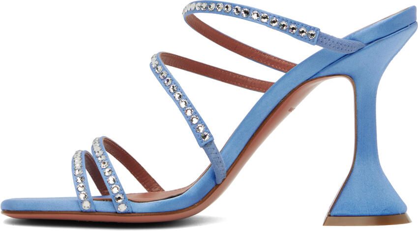 Amina Muaddi Blue Naima Crystal Heeled Sandals - Picture 3
