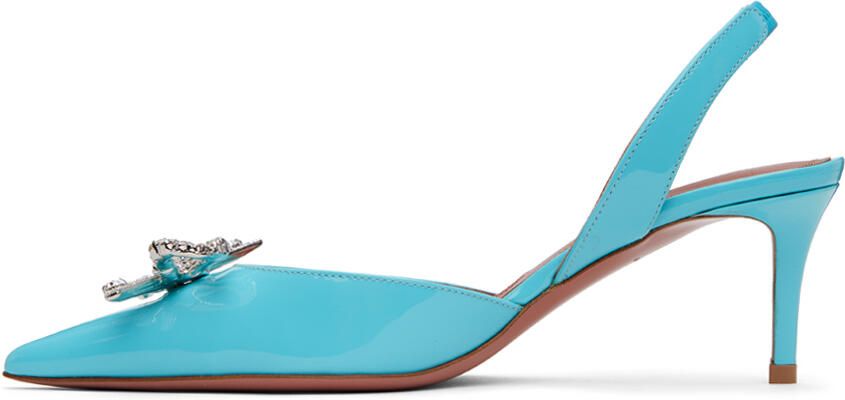 Amina Muaddi Blue Rosie Sling 60 Heels - Picture 3