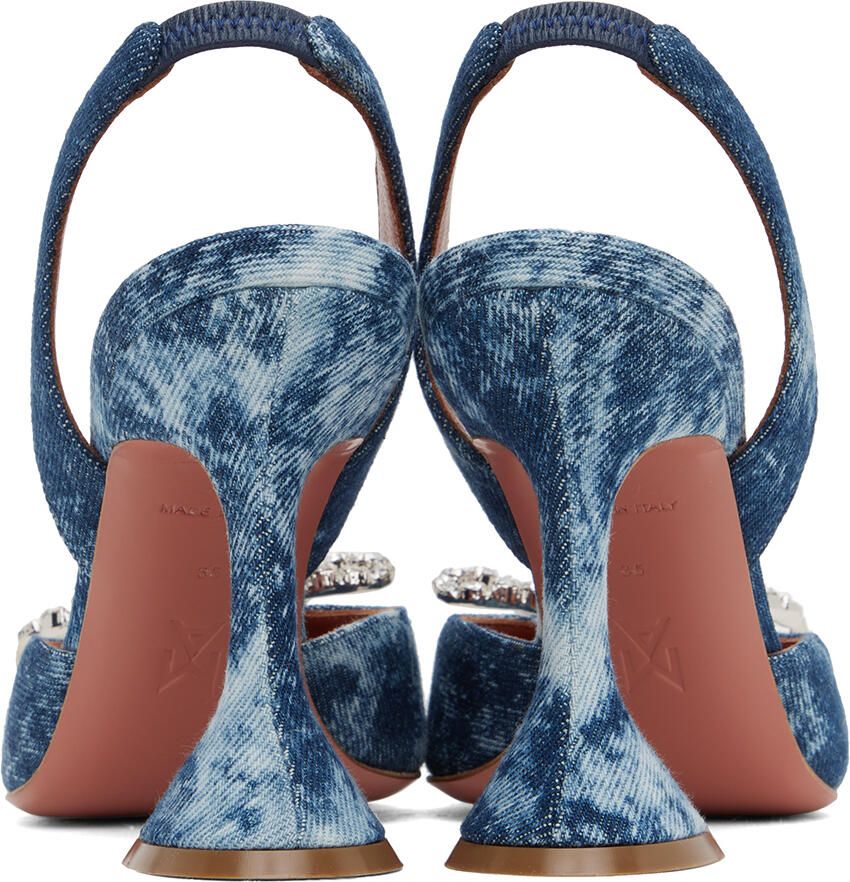 Amina Muaddi Blue Rosie Sling Denim Heels