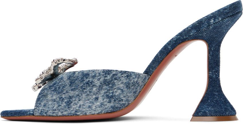 Amina Muaddi Blue Rosie Slipper Heeled Sandals - Picture 3