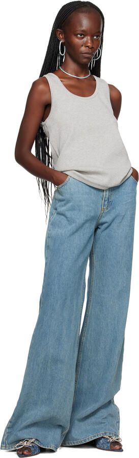 Amina Muaddi Blue Rosie Slipper Heeled Sandals - Picture 4