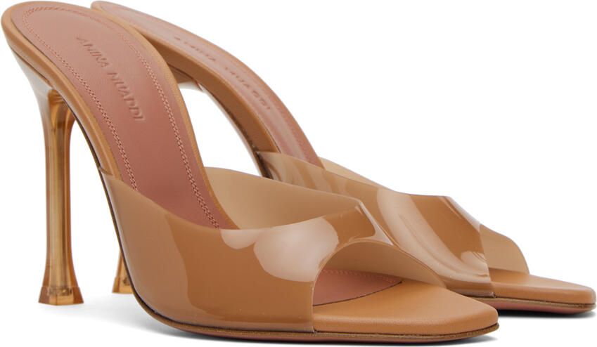 Amina Muaddi Brown Alexa Glass Slipper 105 Heeled Sandals - Picture 2
