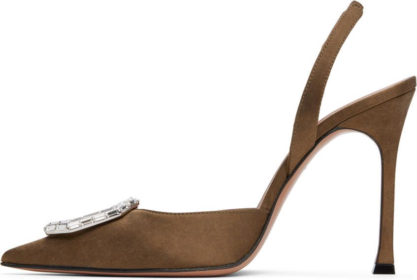 Amina Muaddi Brown Camelia Sling 105 Heels - Picture 3