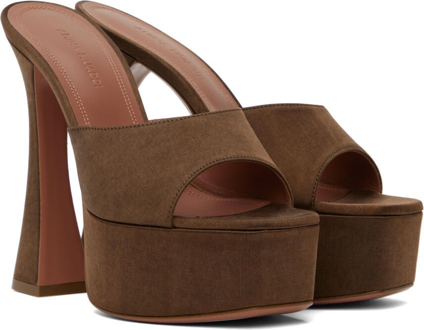 Amina Muaddi Brown Dalida Heeled Sandals - Picture 2