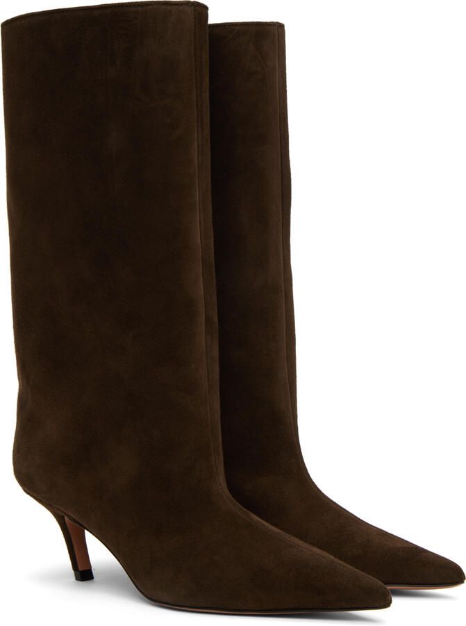 Amina Muaddi Brown Fiona 60 Boots - Picture 3