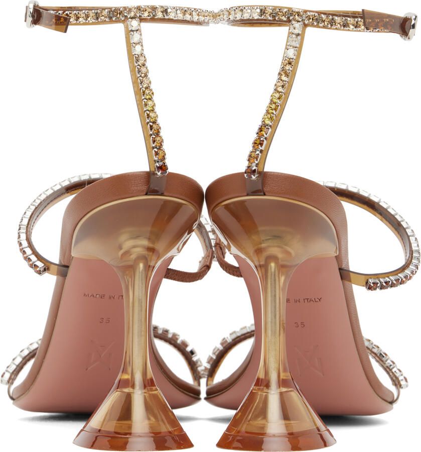 Amina Muaddi Brown Gilda Heeled Sandals