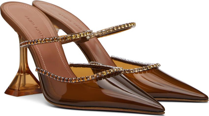 Amina Muaddi Brown Gilda Mules - Picture 2