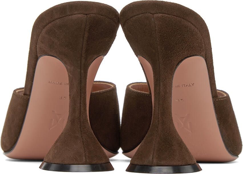 Amina Muaddi Brown Lupita Slipper Heeled Sandals