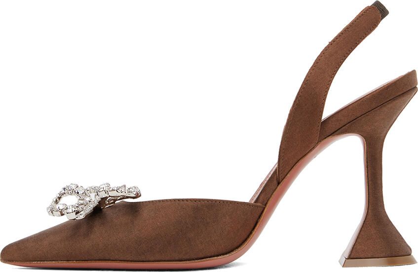 Amina Muaddi Brown Rosie Sling 95 Heels - Picture 3