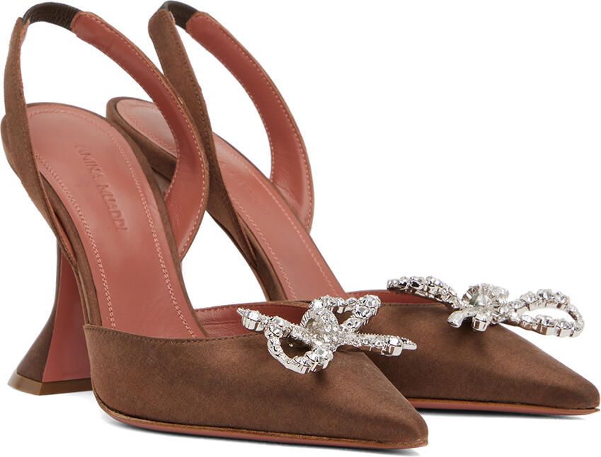Amina Muaddi Brown Rosie Sling 95 Heels - Picture 2