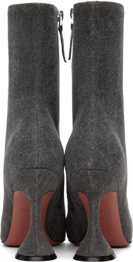 Amina Muaddi Gray Giorgia Boots - Picture 5