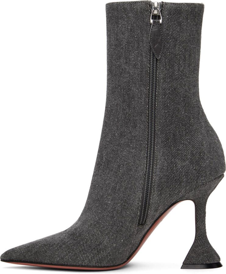 Amina Muaddi Gray Giorgia Boots - Picture 1