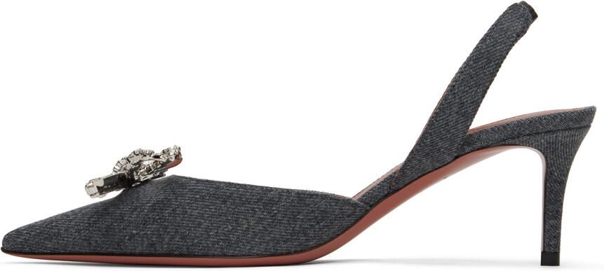 Amina Muaddi Gray Rosie Sling Heels - Picture 3