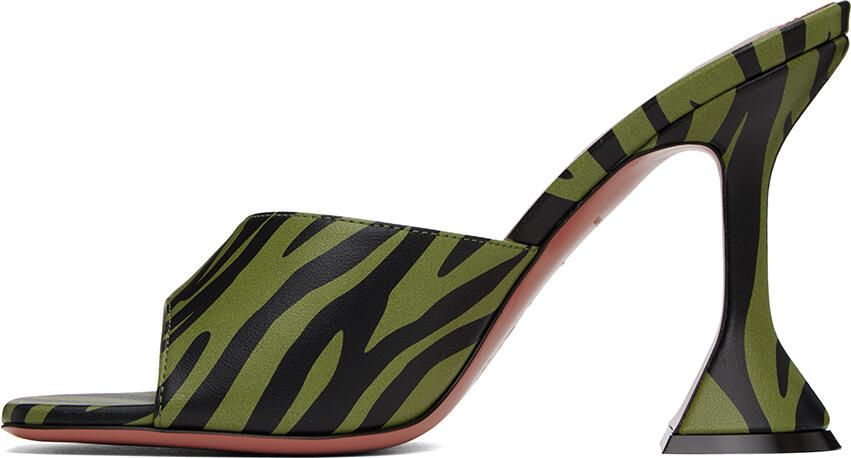Amina Muaddi Green & Black Lupita Heeled Sandals - Picture 3
