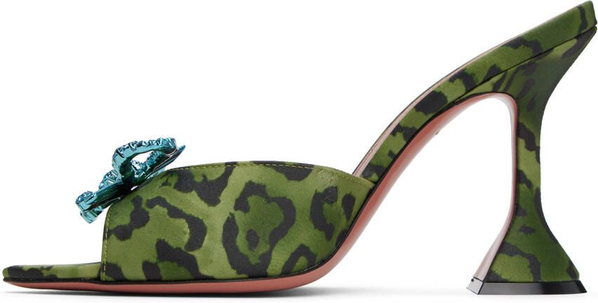 Amina Muaddi Green & Black Rosie Slipper Heeled Sandals - Picture 3