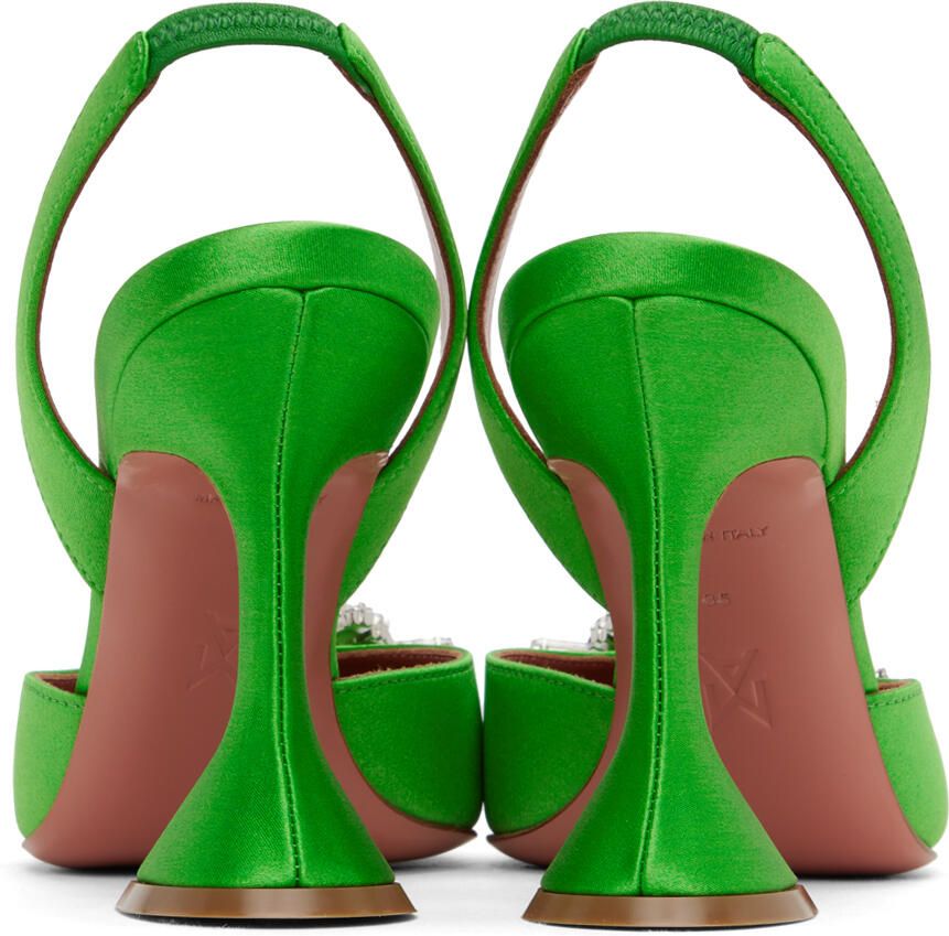 Amina Muaddi Green Begum Sling Heels - Picture 1