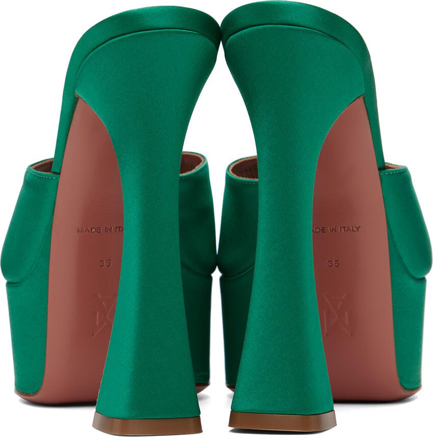 Amina Muaddi Green Dalida Heeled Sandals