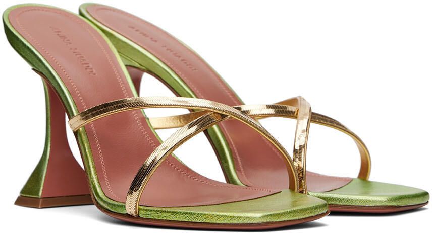 Amina Muaddi Green Henson Cross-Over Heeled Sandals - Picture 2