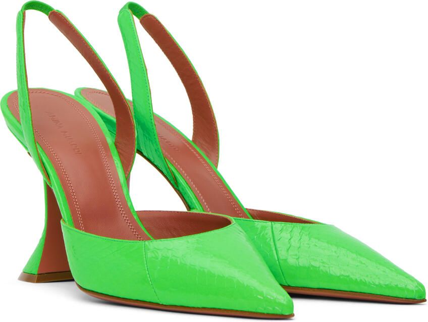 Amina Muaddi Green Holli Sling Heels - Picture 2