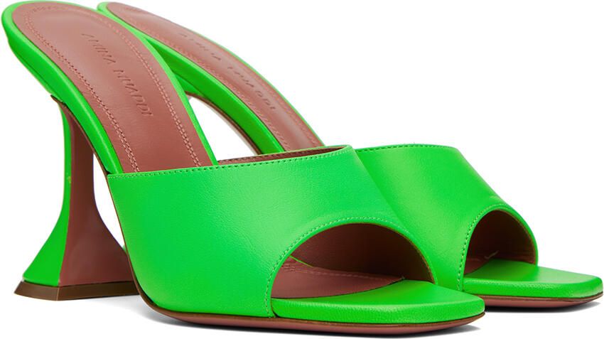 Amina Muaddi Green Lupita Slipper Heeled Sandals - Picture 2