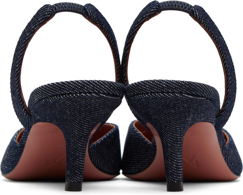 Amina Muaddi Navy Camelia Sling 60 Heels