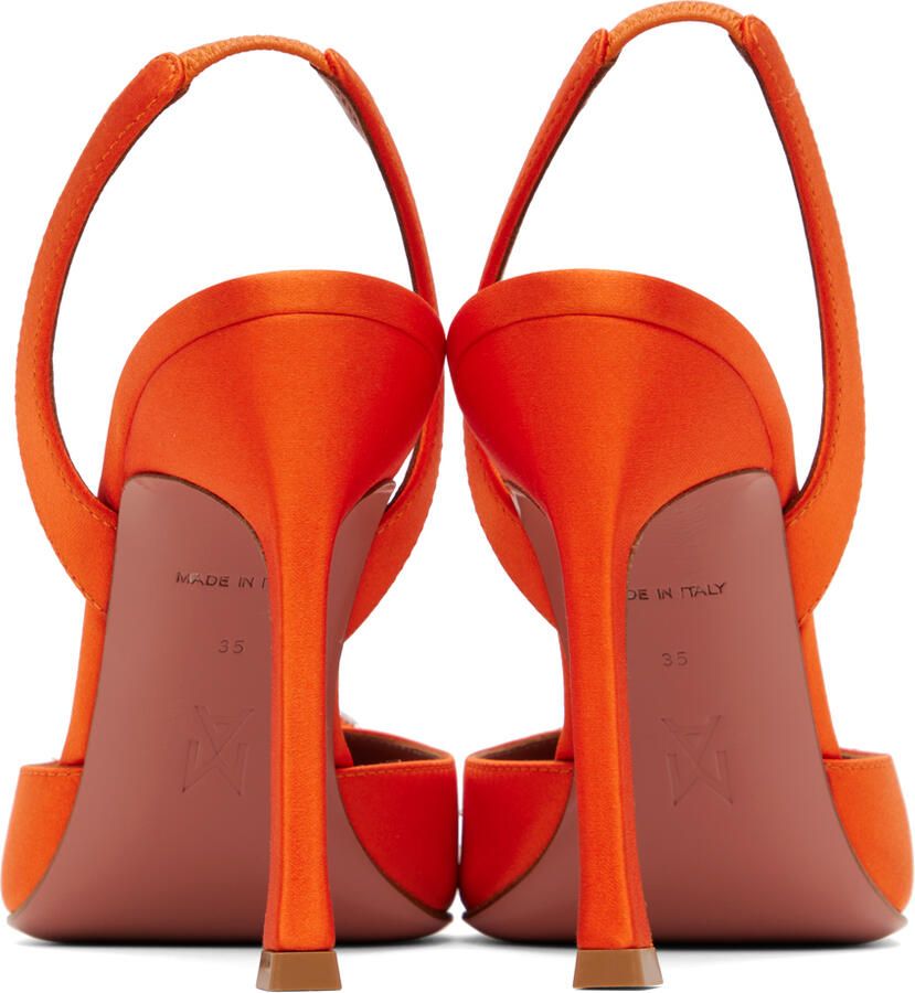 Amina Muaddi Orange Camelia Sling Heels