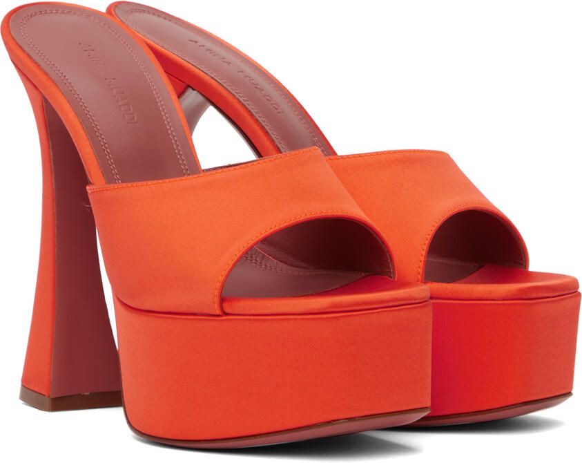 Amina Muaddi Orange Dalida Heeled Sandals - Picture 2