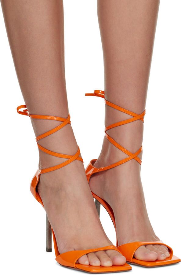 Amina Muaddi Orange Hailey Heeled Sandals - Picture 2