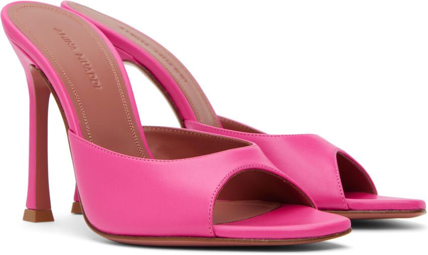 Amina Muaddi Pink Alexa Slipper 105 Heeled Sandals - Picture 2